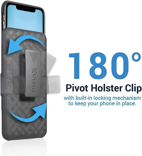 Vista 4 de Aduro Combo de funda y funda para iPhone 11, carcasa delgada y funda giratoria con clip para cinturón, con soporte integrado para iPhone de Apple