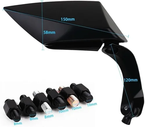 Vista 2 de SCUUBE Espejo retrovisor para motocicleta Kawasaki ER6F ER6N Z750 Z1000 Z800 Z900 Scooter E-Bike Espejo retrovisor Espejo trasero 0.315 in 0.394 in