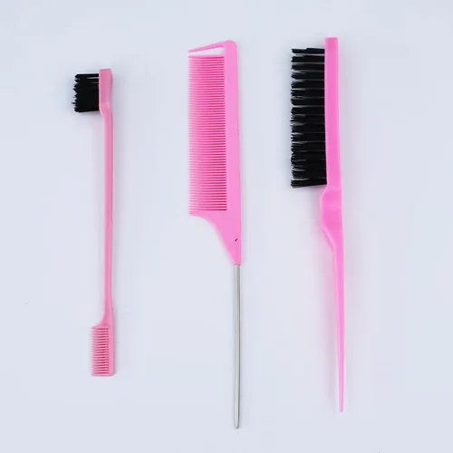 Vista 5 de Juego de 3 piezas de peine para peinar el cabello, cepillo de pelo de cola de rata, cepillo de borde para cepillar, peinar, cortar el cabello