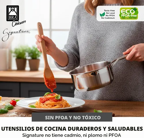 Vista 6 de BRA COOKWARE Signature Olla de acero inoxidable con tapa de vidrio Cacerola profesional de 1.2 cuartos de galón de 6.3 pulgadas Olla