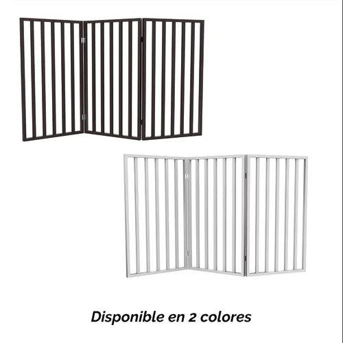 Vista 5 de Puerta para Mascotas de Interior - Puerta Plegable de 3 Paneles para Perros para Escaleras o Entradas - Cerca Independiente para Mascotas de 54x32