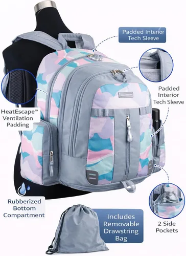 Vista 8 de Eastsport Mochila extragrande expandible con funda para laptop de 15 pulgadas, bolsa de viaje para negocios, universidad y trabajo, Talla única, se