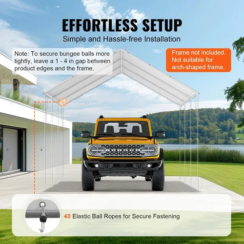Vista 116 de VEVOR Cobertizo Tienda de Almacenamiento Exterior Portátil Resistente de 6 x 8 x 7 pies, Refugio de Cochera Garaje Impermeable con Puerta Enrollable