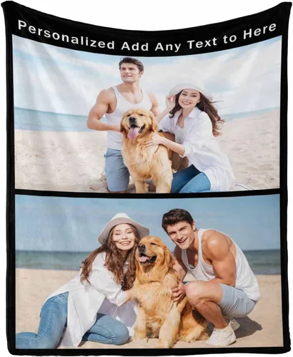 Vista 26 de Manta personalizada con tus fotos favoritas, manta personalizada con mis propias imágenes para familia, mamá, papá, hija, hijo, perro, hermanas