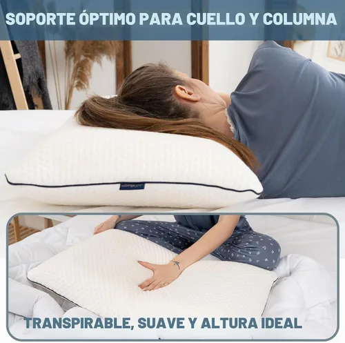 Vista 3 de alkamto Almohada de espuma viscoelástica de 27.5 x 18 pulgadas, almohada ergonómica de apoyo para el cuello, certificada Oeko-Tex, funda