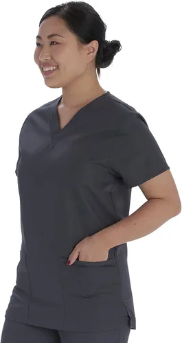 Vista 5 de Vital Threads Conjunto de uniformes médicos para hombres y mujeres con cuello en V y pantalón con cordón VT501C
