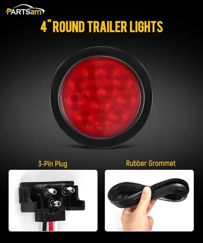 Vista 2 de Partsam Juego de 6 luces traseras LED redondas de 4 pulgadas para remolque, luces antiniebla de marcha atrás, 12 luces LED que incluyen luces