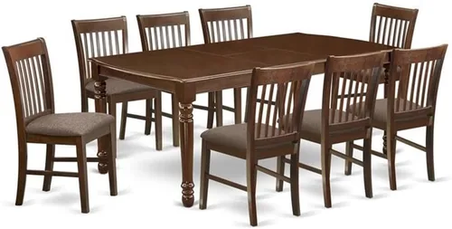 Vista 14 de East West Furniture DONO5-MAH-C - Juego de comedor de 5 piezas para 4 personas, incluye una mesa de comedor rectangular con hojas de mariposa y 4