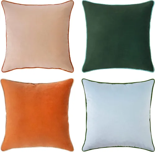 Vista 20 de MONDAY MOOSE - Juego de 4 fundas de cojín decorativas de terciopelo suave, diseño moderno de doble cara; mezcla y combina, rellenos de almohada