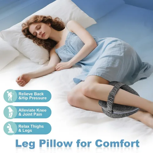 Vista 2 de Almohada de rodilla para dormir de lado, 10 x 9 x 5.12 pulgadas, almohada de alineación de cadera con correa ajustable, almohada de apoyo de rodilla