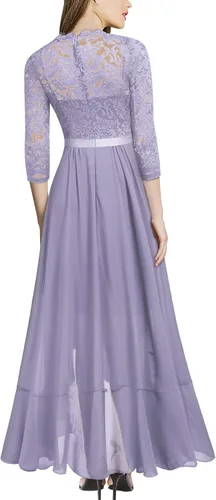 Vista 2 de Miusol Vestido Maxi Elegante de Dama de Honor con Volantes de Encaje Floral para Mujer