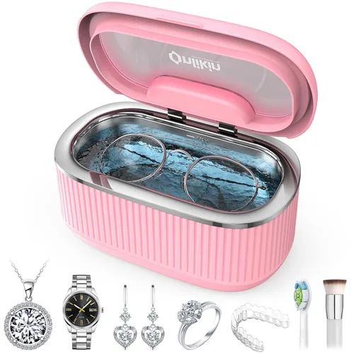 Vista 13 de Limpiador ultrasónico de joyas de 35W, limpiador de retenedor de 45KHz para joyas, 5 temporizadores y 3 modos de potencia, para anteojos, anillos