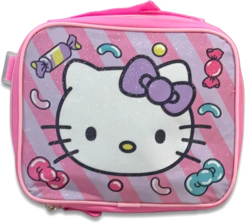 Vista 5 de Fast Forward Mochila rosa con licencia para niños de 15 pulgadas con set combinado de lonchera - Agre: 3+ (Hello Kitty)
