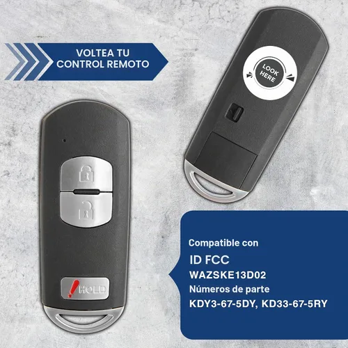 Vista 5 de 2 llaveros remotos 3btn inteligentes para Mazda 3 CX3 CX5 Speed3 (WAZSKE13D02, 662F-SKE13D01)