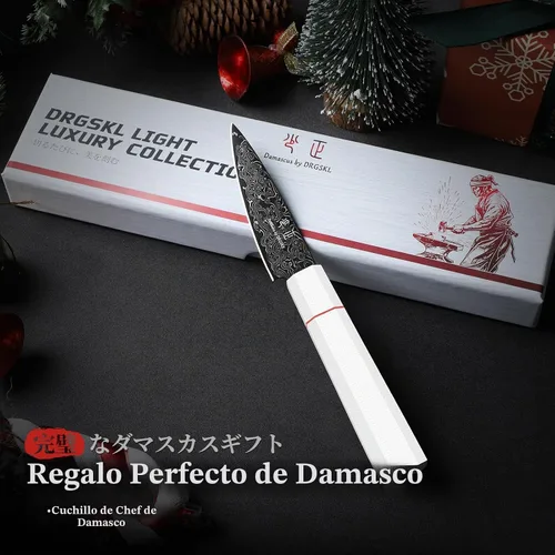 Vista 6 de DRGSKL Cuchillo de fruta de Damasco de 3.5 pulgadas - Cuchillo de pelar