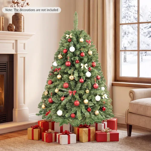 Vista 3 de HAPPYGRILL Árbol de Navidad artificial de 4 pies, árbol de Navidad sin Verde