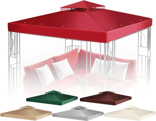 Vista 10 de Flexzion Cubierta de repuesto para toldo de 8 x 8 pies (7.9 ft x 7.9 ft), cubierta superior de doble nivel con protección UV30+, resistente a