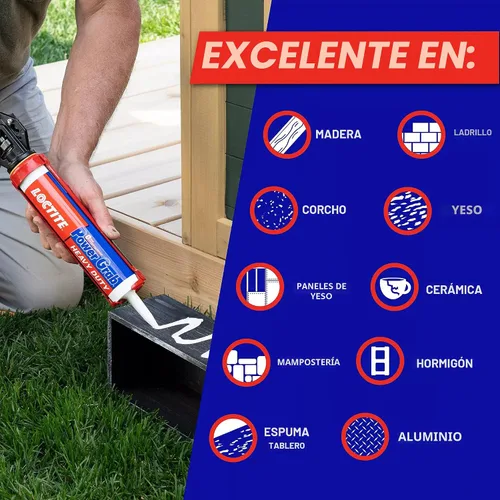 Vista 3 de Loctite Power Grab Express Adhesivo de Construcción para Trabajo Pesado, cartucho de 9 fl oz, 1 paquete - Pegamento de construcción versátil