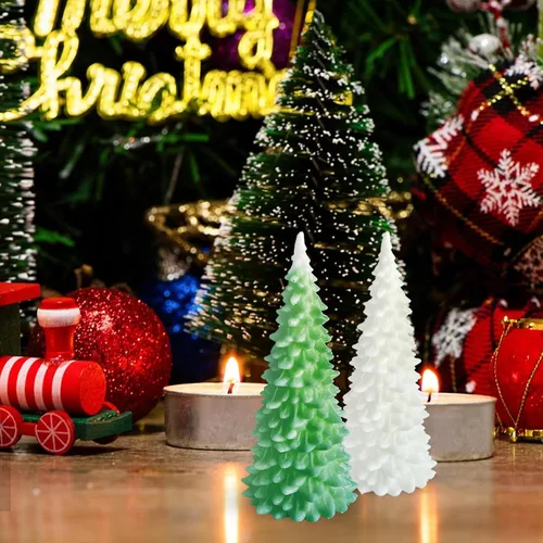 Vista 5 de Molde de vela de árbol de Navidad de gran tamaño para hacer velas, molde de silicona de Navidad 3D para fundición de resina DIY yeso arcilla