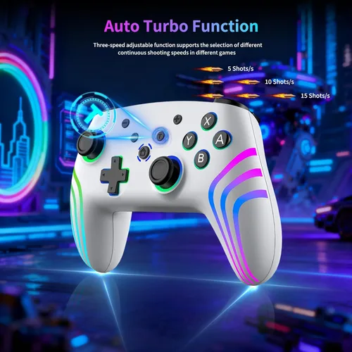 Vista 3 de VidPPluing 2 Pack Switch Controllers, RGB Switch 2 Controller for Nintendo Switch/Switch 2/Lite/OLED, Wireless Pro Controller with Motion