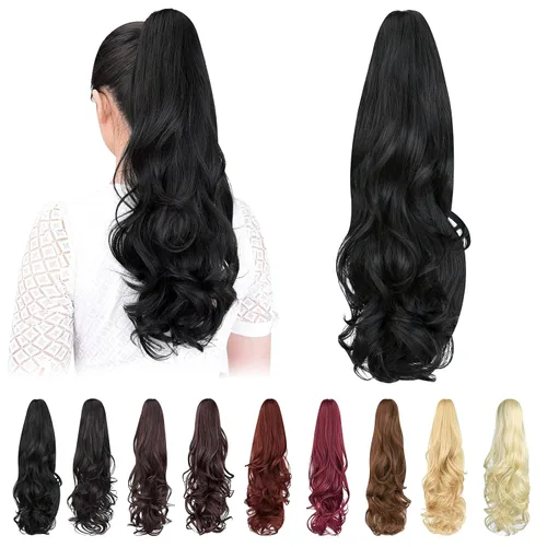 Vista 31 de extensión de cola de caballo, extensión de pelo con pinza de 12" cola de caballo rizada corta Extensión de pelo sintético de aspecto natural