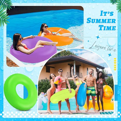 Vista 5 de Civaner 12 flotadores inflables para piscina, tubos de natación de neón de 35 pulgadas para adultos, flotadores de piscina a granel para playa