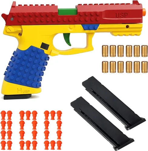 Vista 6 de Dreamplay Shell Ejecting Toy Gun, Automatic Pull Back Action Education Model Toy for Kids Gifts Usp-1911verde
