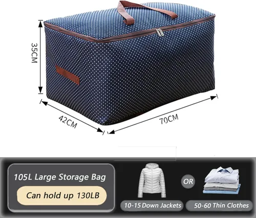 Vista 2 de WITERY Bolsa de almacenamiento de edredón impermeable de 105 L, bolsas de embalaje resistentes debajo de la cama, bolsa de almacenamiento