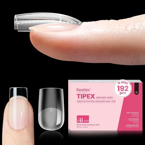Vista 13 de Beetles Tipex Instant Apex - Puntas de uñas cuadradas largas, 192 piezas, 16 tamaños (00-14)