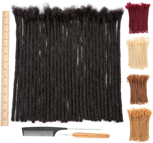 Vista 14 de DAIXI 0.2cm y 0.4cm y 0.6cm y 0.8cm de grosor 4-18 pulgadas 10 hebras extensiones de rastas de cabello humano 100% real para hombres/mujeres
