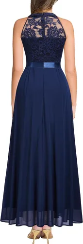 Vista 2 de Miusol Vestido de fiesta de noche de encaje floral vintage con cuello halter para mujer