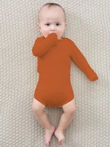 Vista 6 de Body de bebé con puños de manopla, pijama de manga larga de rayón de bambú para niños y niñas