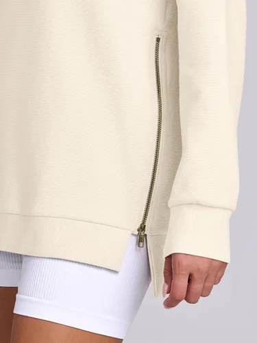 Vista 6 de ANRABESS - Sudadera de gran tamaño para mujer, cuello redondo, manga larga, tipo túnica, con cremallera lateral, sudadera con capucha, suéter