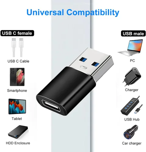 Vista 2 de Adaptador USB a USB C, USB C hembra a USB 3.1 macho adaptador de 10 Gbps compatible con iPhone 17 16 15 14 13 12, Samsung Galaxy S25 S24 S23 S22