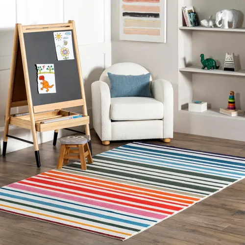 Vista 9 de nuLOOM Aloisia Bunny - Alfombra lavable a máquina, 4 x 6, azul