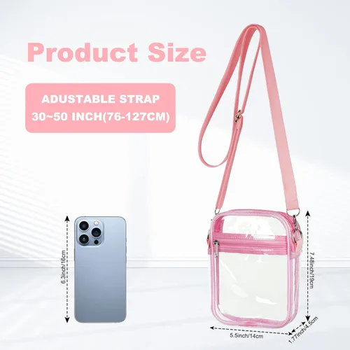 Vista 2 de Clear Crossbody Bag, Stadium Approved Clear Purse Bag With Adjustable Shoulder Strap, Messenger Bags