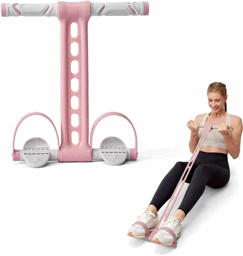 Vista 7 de YOTTOY Banda de resistencia al pedal, cuerda de tensión elástica gruesa con asas, cuerda de tracción para sentarse, equipo de fitness para piernas