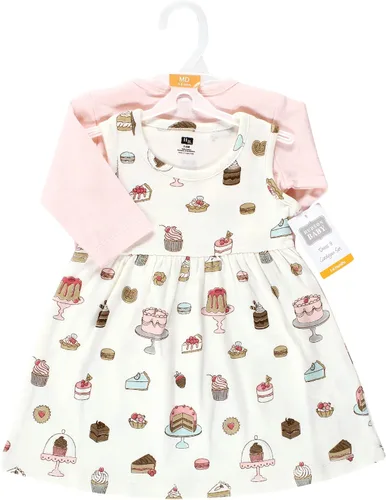 Vista 2 de Hudson Baby - Conjunto de vestido y cárdigan de algodón para niña bebé