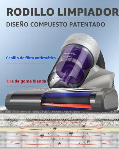 Vista 7 de Jimmy Aspiradora de colchón, aspiradora de cama antialergénica con luz UV-C y tecnología de alta temperatura, aspiradora portátil de 14 kPa y 480 W
