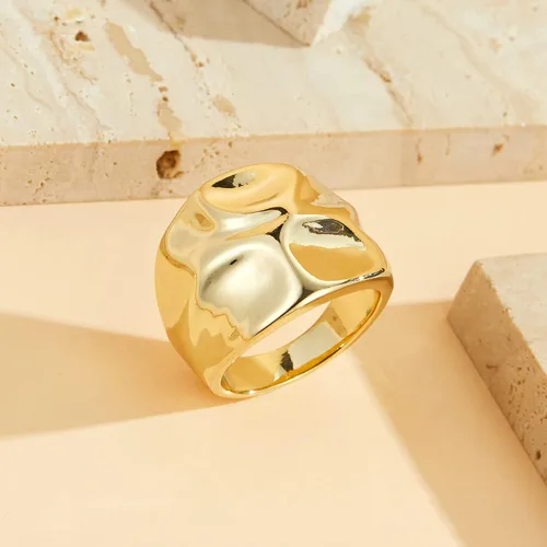 Vista 5 de Anillos de oro para mujer, chapados en oro de 18 quilates, anillos gruesos para regalo