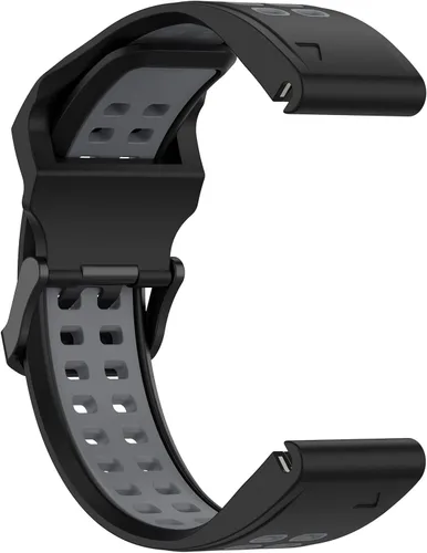 Vista 4 de Correa de reloj compatible con Garmin Enduro 2, correa de silicona de repuesto de 1.024 in, suave y duradera (negro + gery)