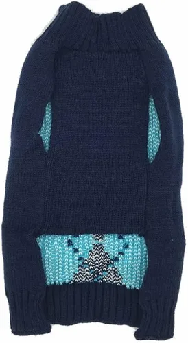 Vista 2 de Suéter Argyle tejido, para mascota Azul