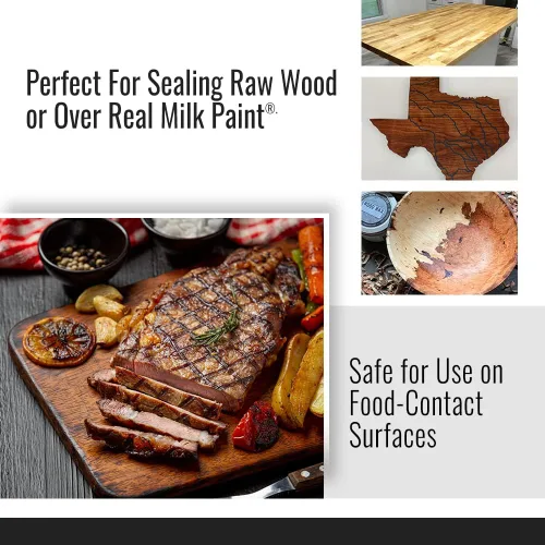 Vista 4 de Real Milk Paint, Cera de madera para acabado, muebles sin terminar, tablas de cortar, bloques de carnicero, grado alimenticio, vegano, 4 onzas