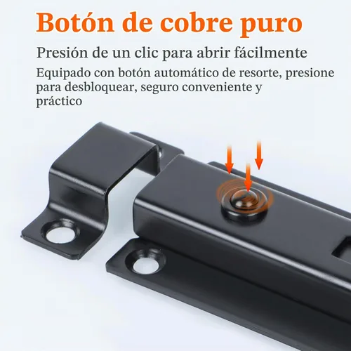 Vista 3 de Alise - Pestillo de perno deslizante de 3 pulgadas, cierre automático de resorte negro para puerta