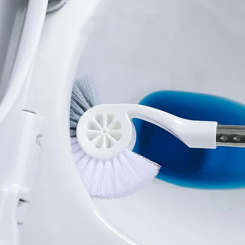 Vista 6 de Escobilla de inodoro, cepillo de inodoro con gancho, juego de cepillos de inodoro resistente para almacenamiento de baño, limpieza profunda, cepillo