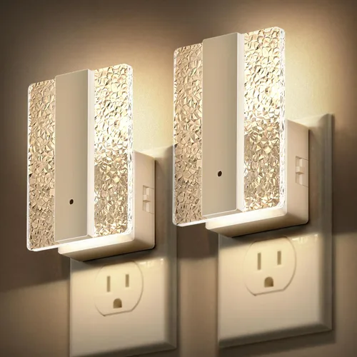 Vista 15 de Luces nocturnas LED enchufables en la pared, luz nocturna moderna con sensor de crepúsculo a amanecer, luces nocturnas decorativas regulables