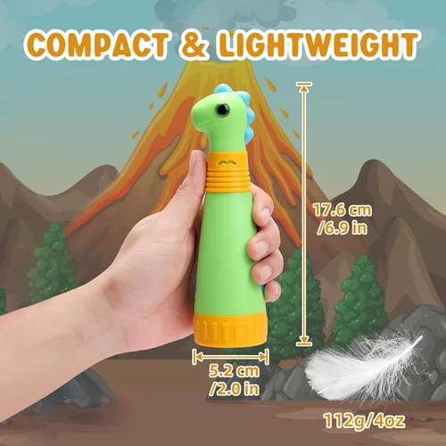 Vista 4 de Linterna recargable de dinosaurio con rugido para niños, linterna de campamento para niños, linterna de mano para niños, luces de Navidad