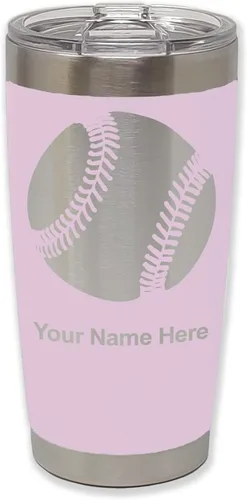 Vista 26 de LaserGram Vaso personalizado de 20 onzas, pelota de béisbol (verde camuflado)