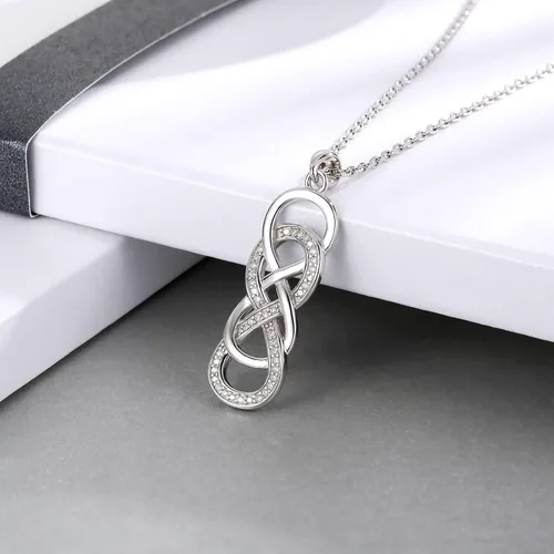 Vista 3 de APOTIE Collar de infinito celta para mujer, plata de ley 925 con circonita cúbica, colgante infinito, joyería eterna, regalos para mujeres, novia
