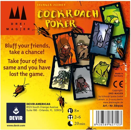 Vista 3 de Devir - Juego de cartas de póquer de cucarachas, juego de fiesta de fanfarrones y deducción social, juego de cartas familiar rápido por Jacques